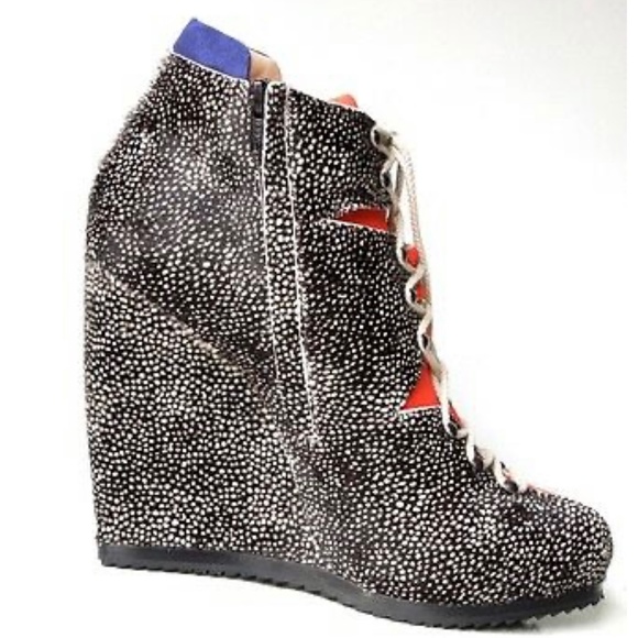 PIERRE HARDY Pony Hair Lace Up Wedge Ankle Boot Size 39 - Picture 4 of 16